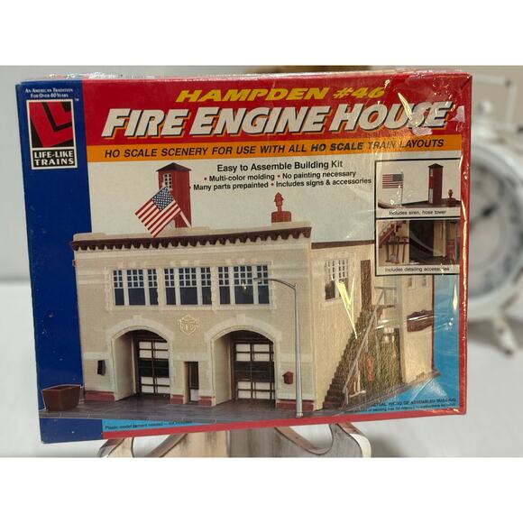 Hampden #46 Fire Engine House Life-Like Trains HO Scale building kit NEW - Picture 1 of 3